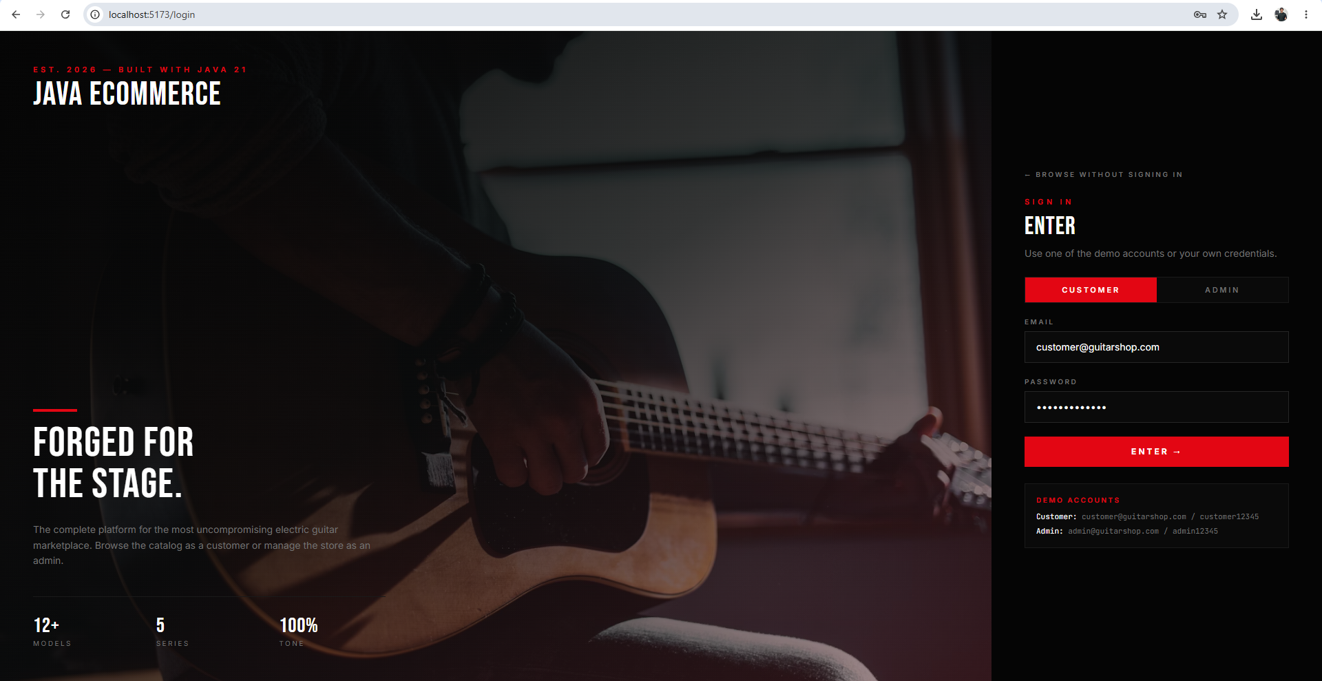 Electric Guitar E-Commerce screenshot